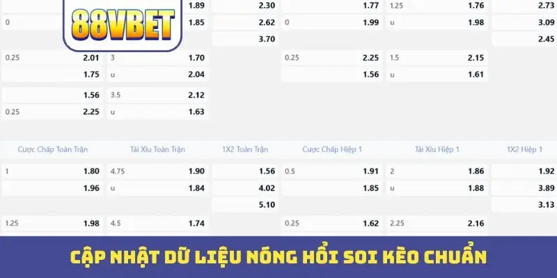Cập nhật dữ liệu nóng hổi soi kèo chuẩn