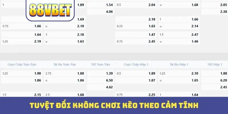 Tuyệt đối không chơi kèo theo cảm tính